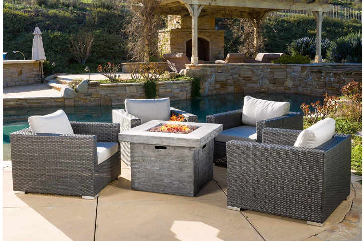 GDF Studio | Soleil | Patio Furniture with Fire pit